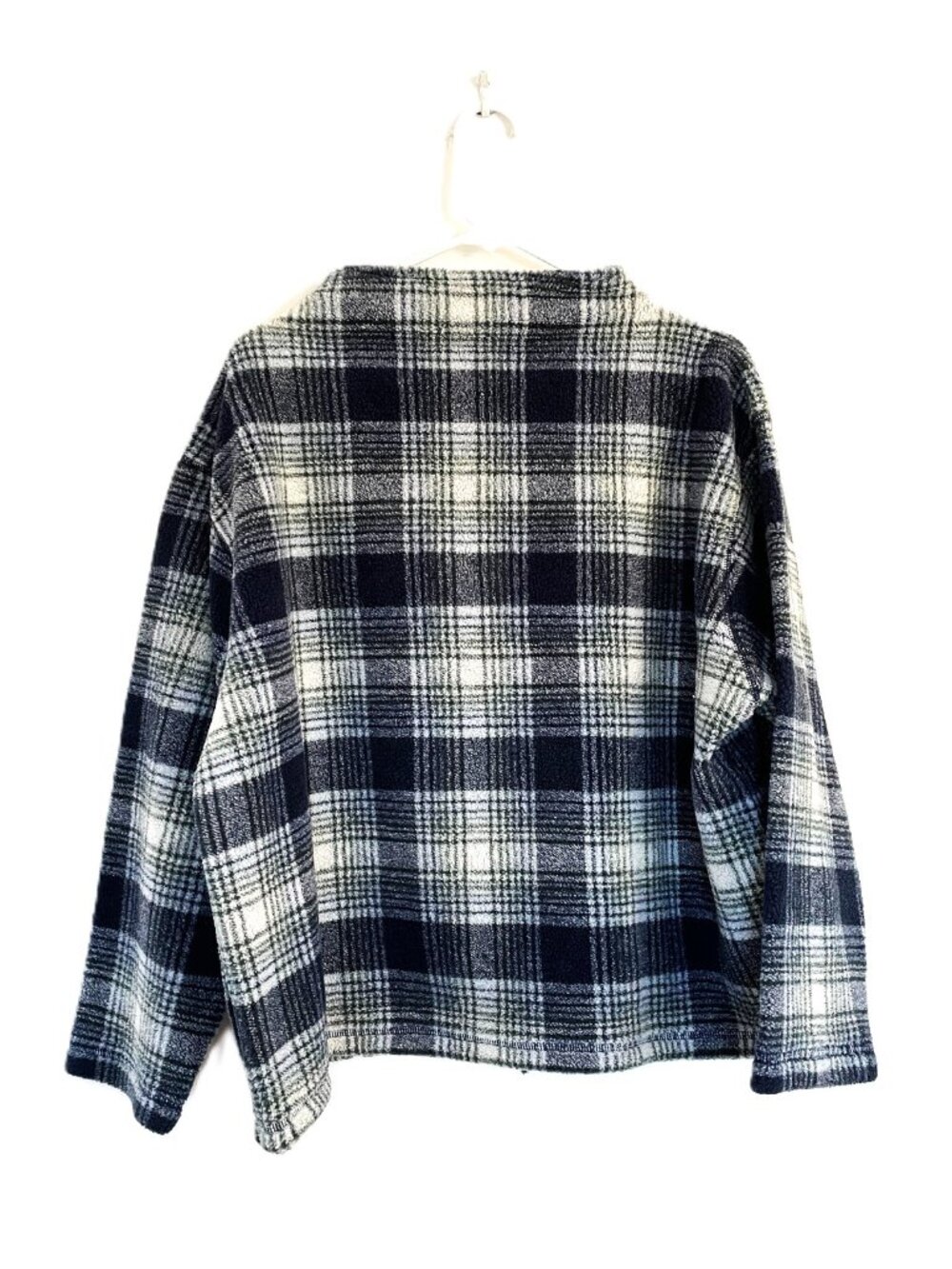 Vintage Liz Claiborne Navy Blue Plaid Mock Turtleneck Sweater - Picture 2 of 4